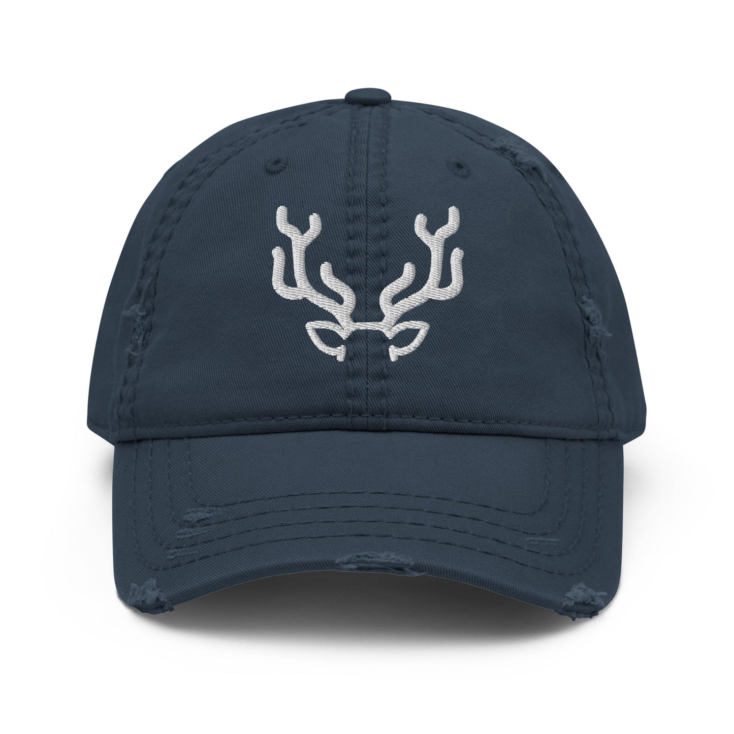 Antler Distressed Dad Hat with vintage worn-in brim and crown