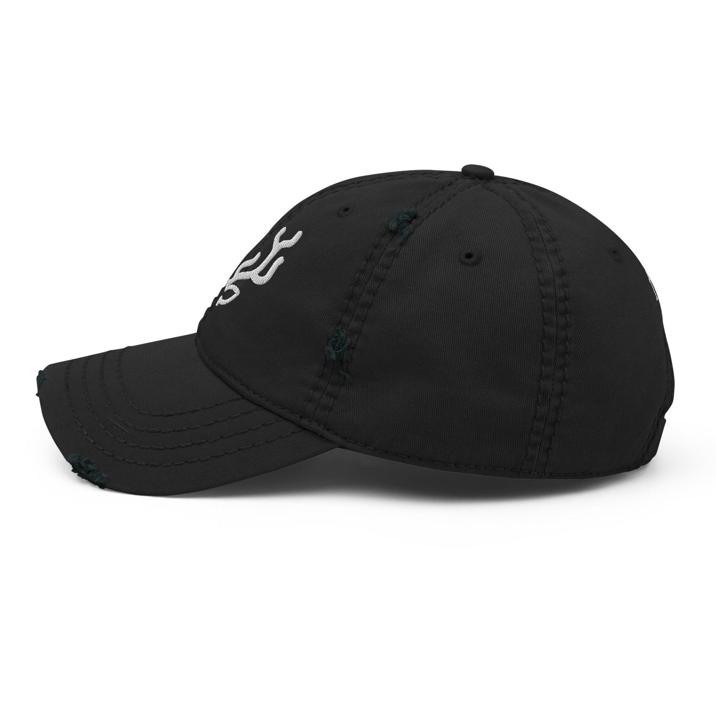 Antler Distressed Dad Hat with vintage worn-in brim and crown