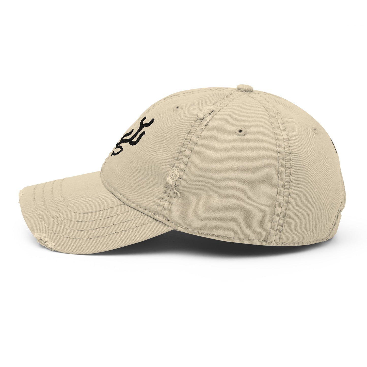Antler Distressed Dad Hat with vintage worn-in brim and crown
