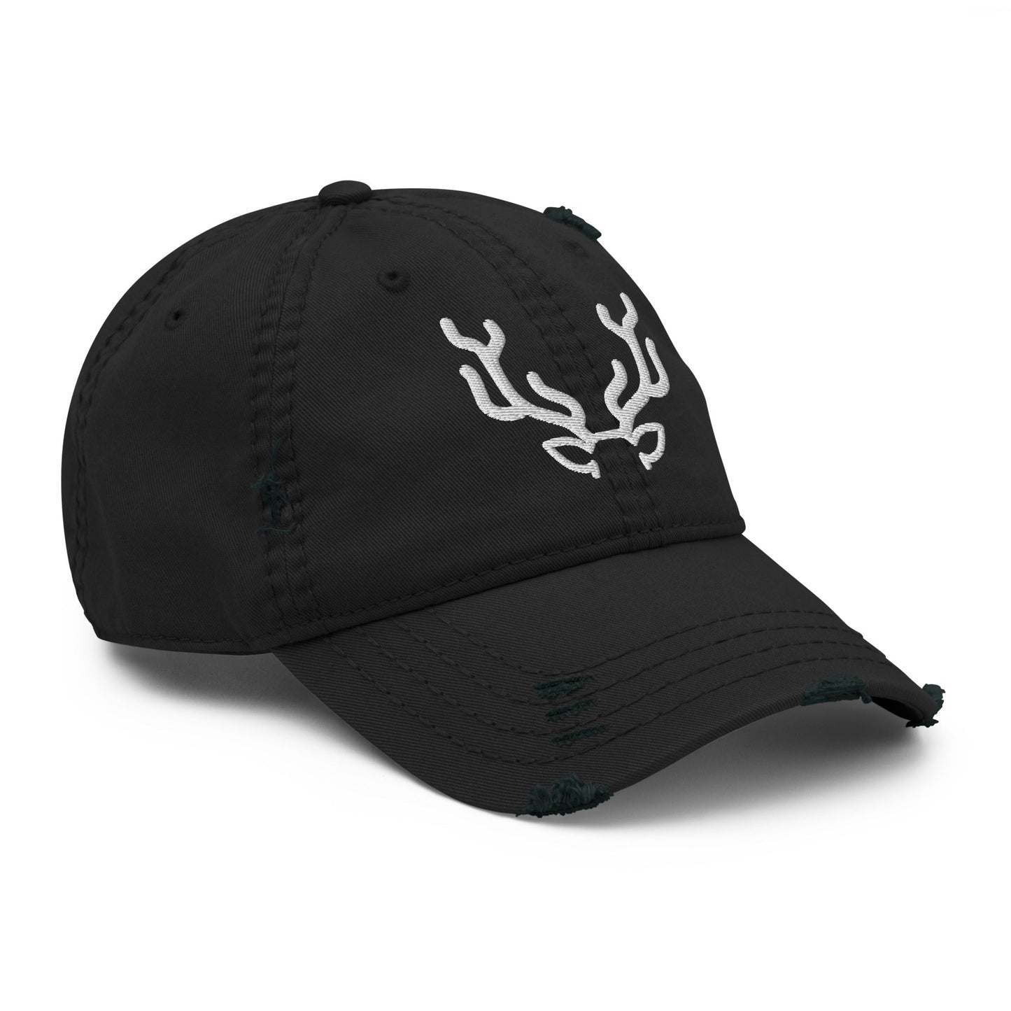 Antler Distressed Dad Hat with vintage worn-in brim and crown