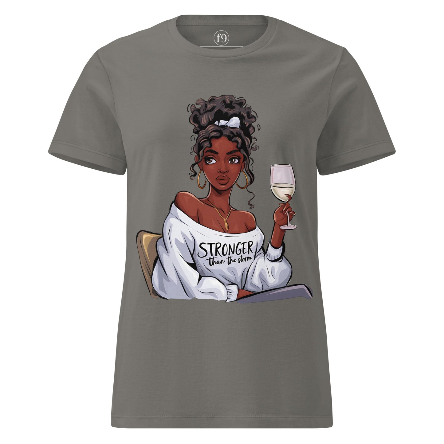 Be Stronger Than Storm Women’s Basic Softstyle T-Shirt in black with bold print