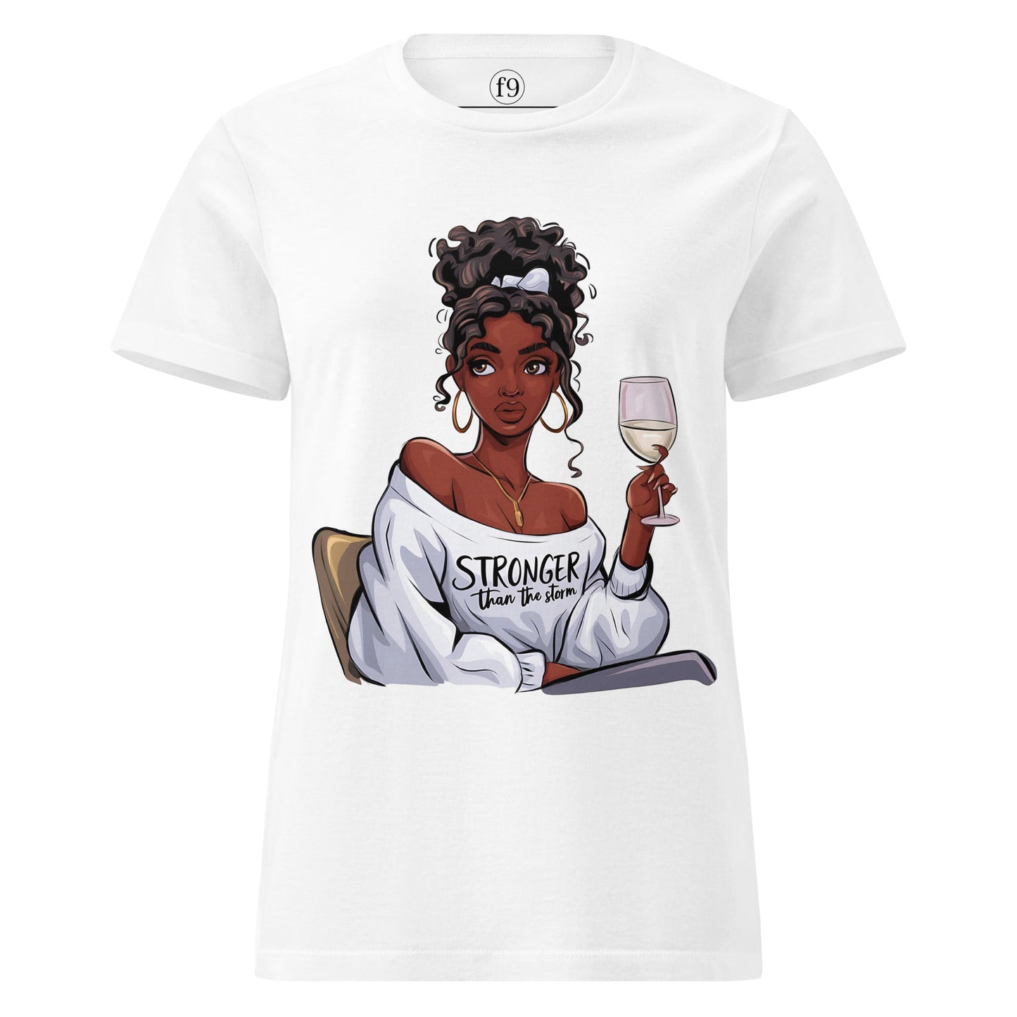 Be Stronger Than Storm Women’s Basic Softstyle T-Shirt in black with bold print