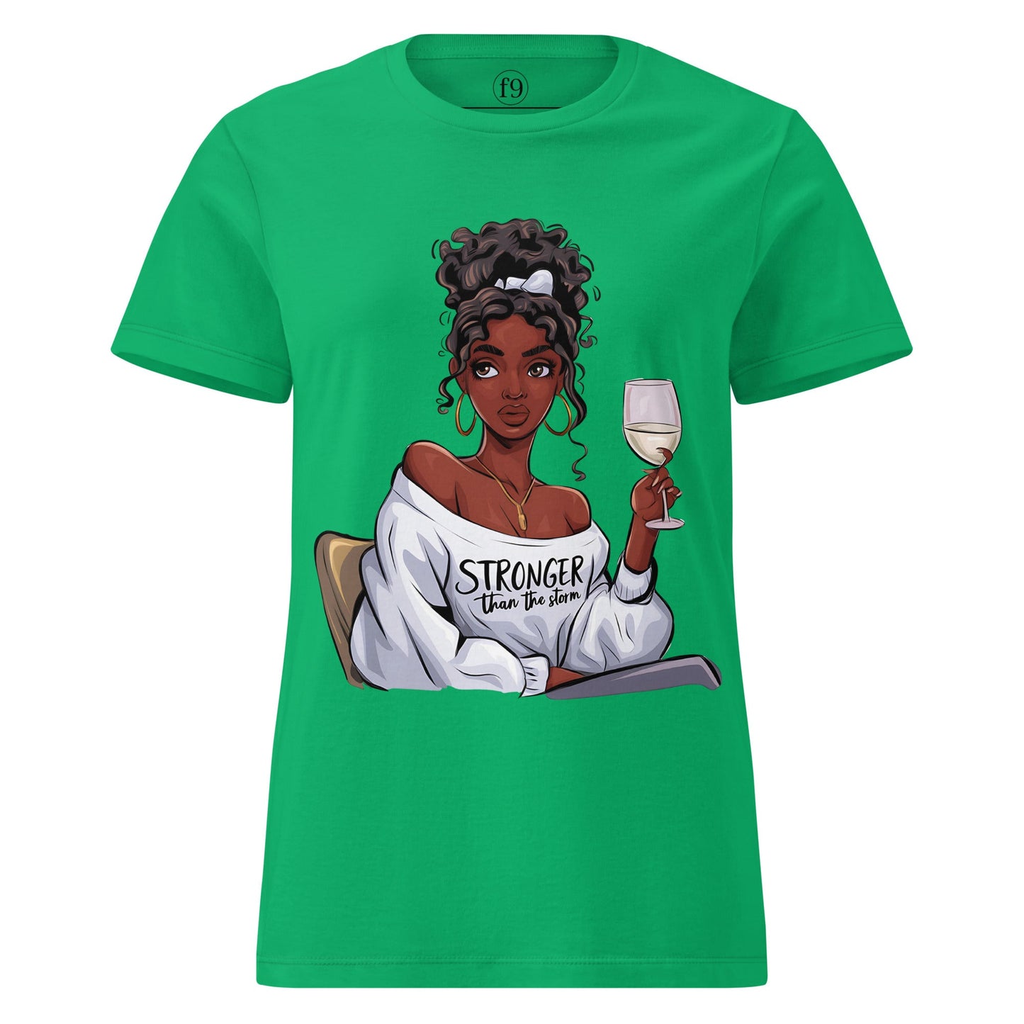 Be Stronger Than Storm Women’s Basic Softstyle T-Shirt in black with bold print