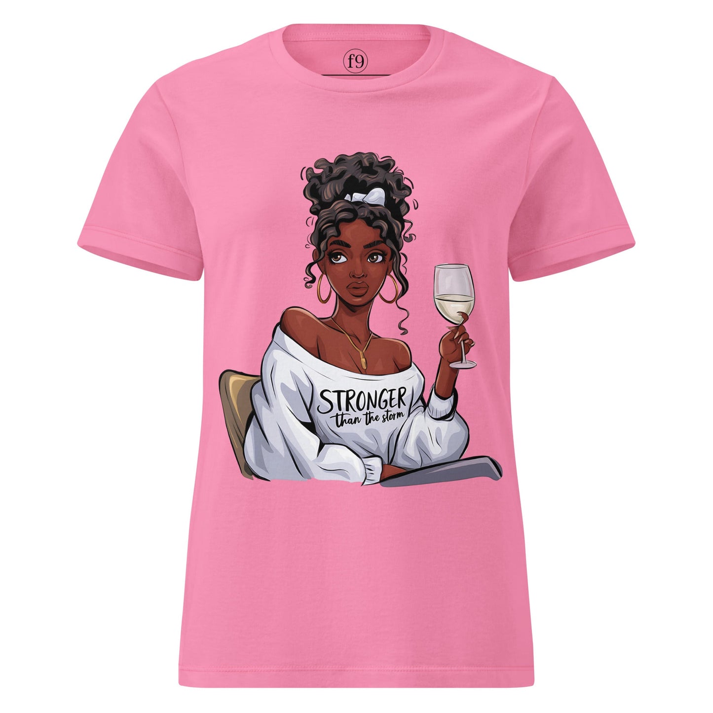 Be Stronger Than Storm Women’s Basic Softstyle T-Shirt in black with bold print