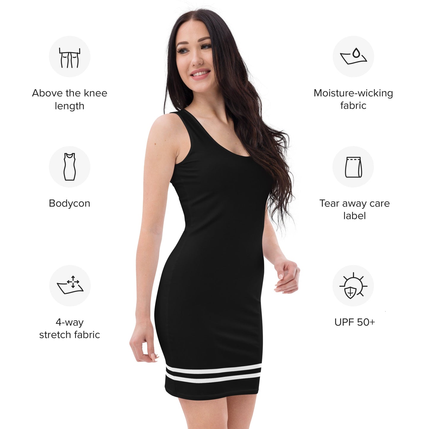 Black Stride Bodycon Dress - f9artist
