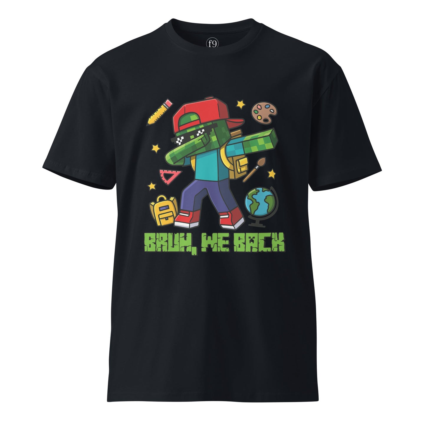 Bruh, We Back Pixel Zombie T-Shirt – Unisex Funny Gamer Style Back to School Premium Tee - f9artist