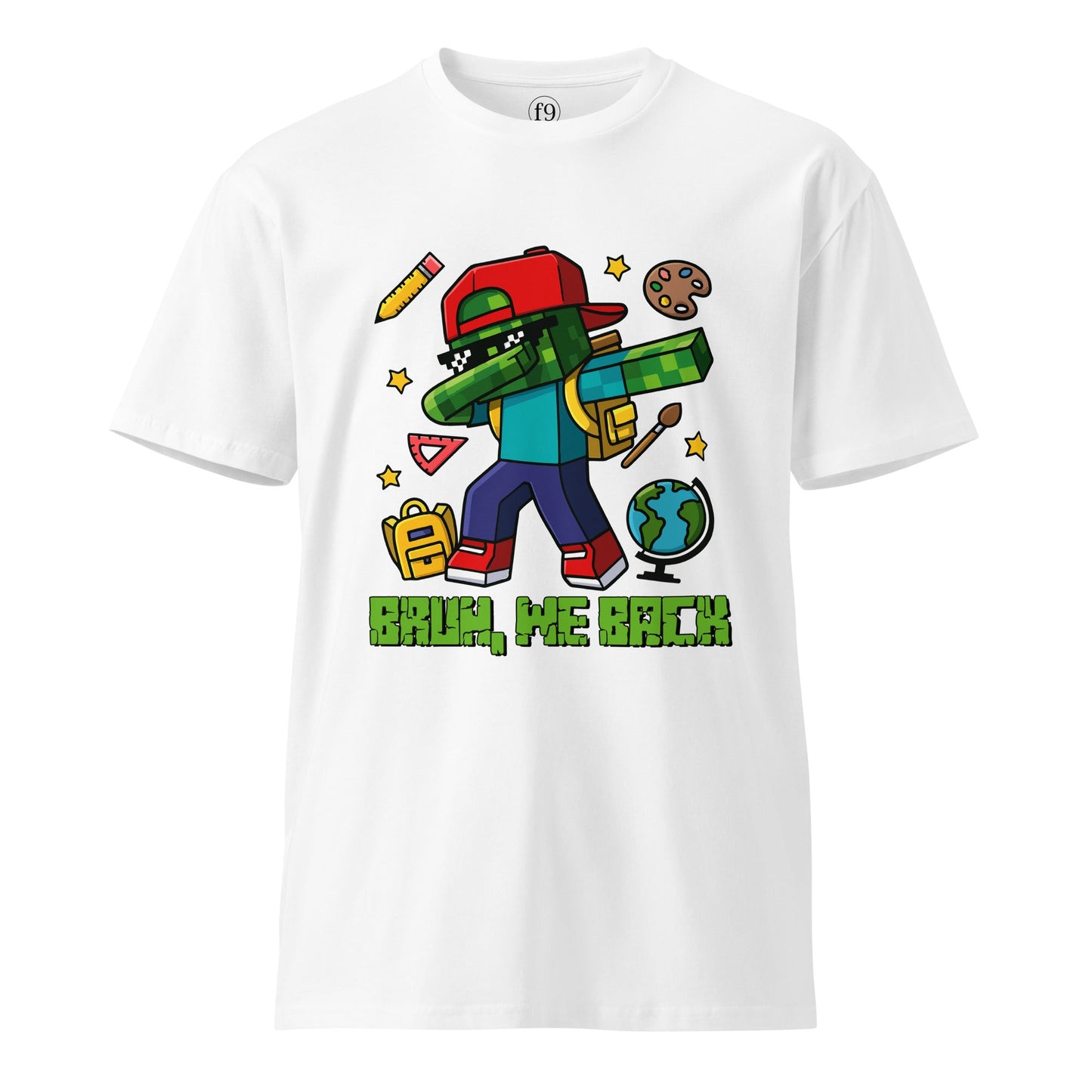 Bruh, We Back Pixel Zombie T-Shirt – Unisex Funny Gamer Style Back to School Premium Tee - f9artist