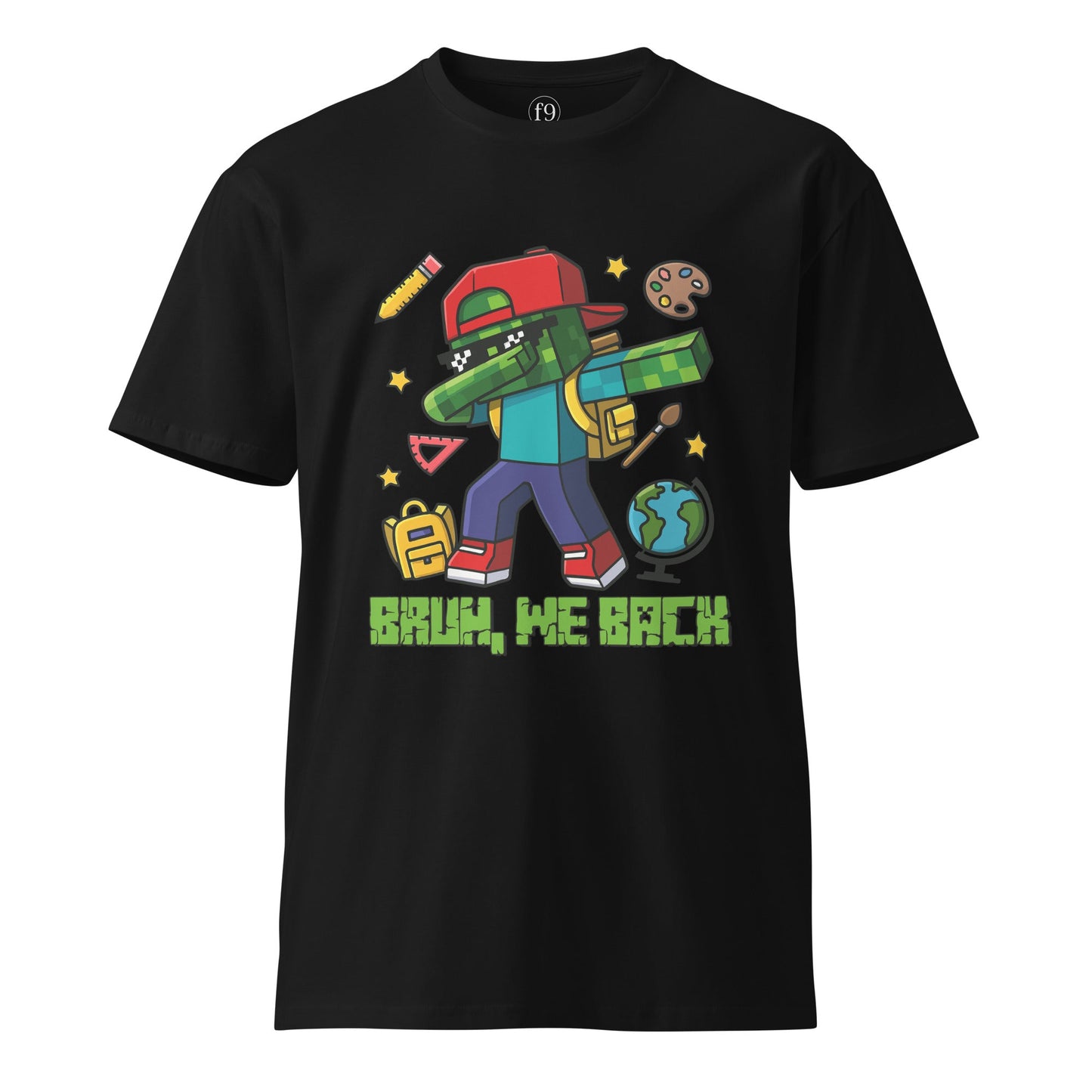 Bruh, We Back Pixel Zombie T-Shirt – Unisex Funny Gamer Style Back to School Premium Tee - f9artist