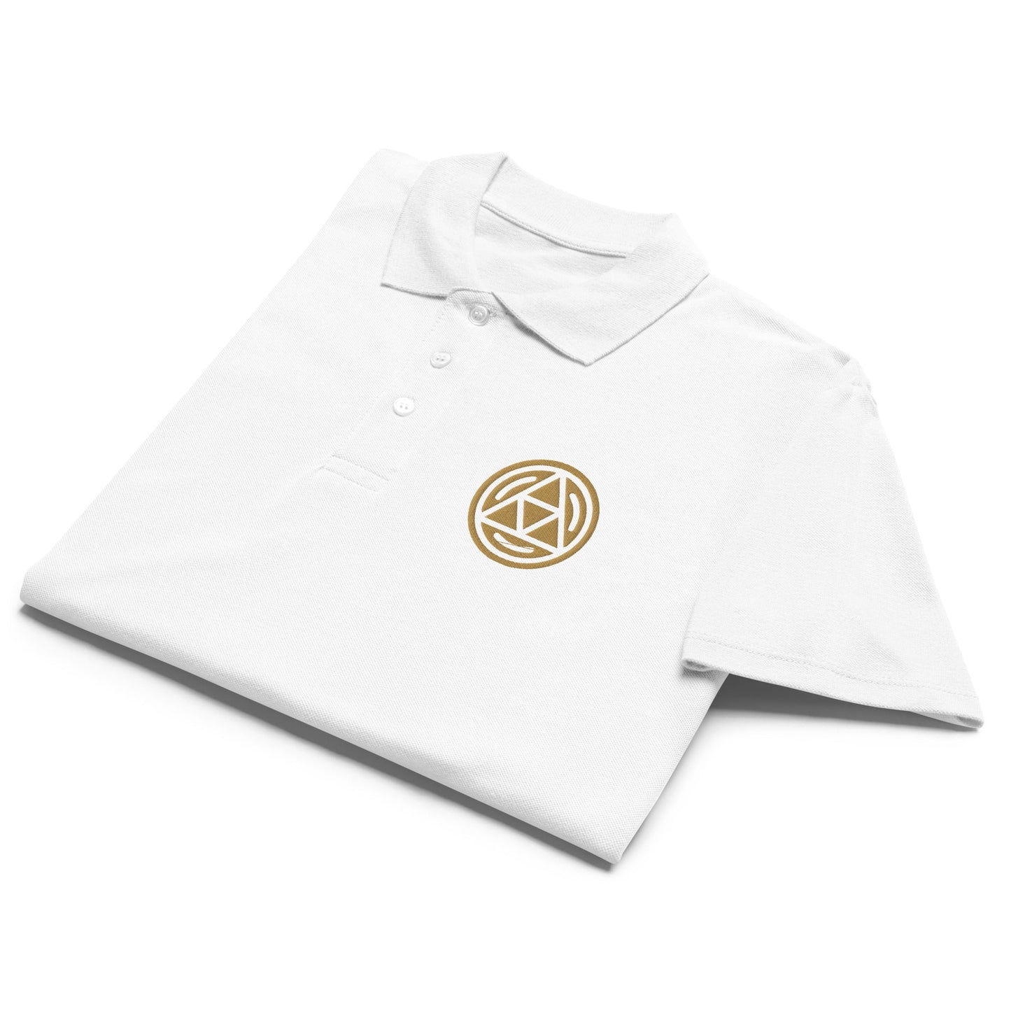 Earth symbol embroidered premium pique polo shirt - f9artist