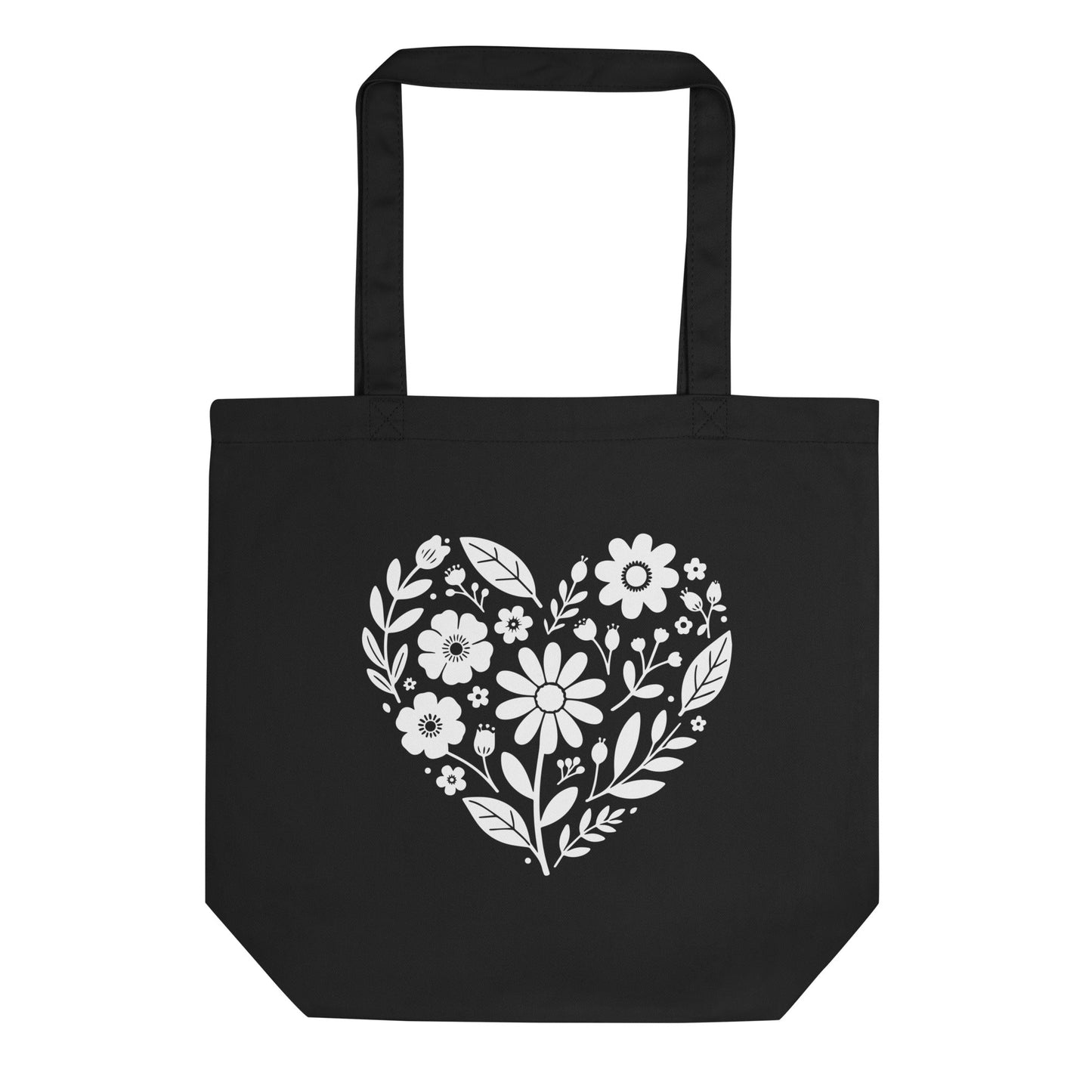 Eco Tote Bag with Floral Heart Design - f9artist