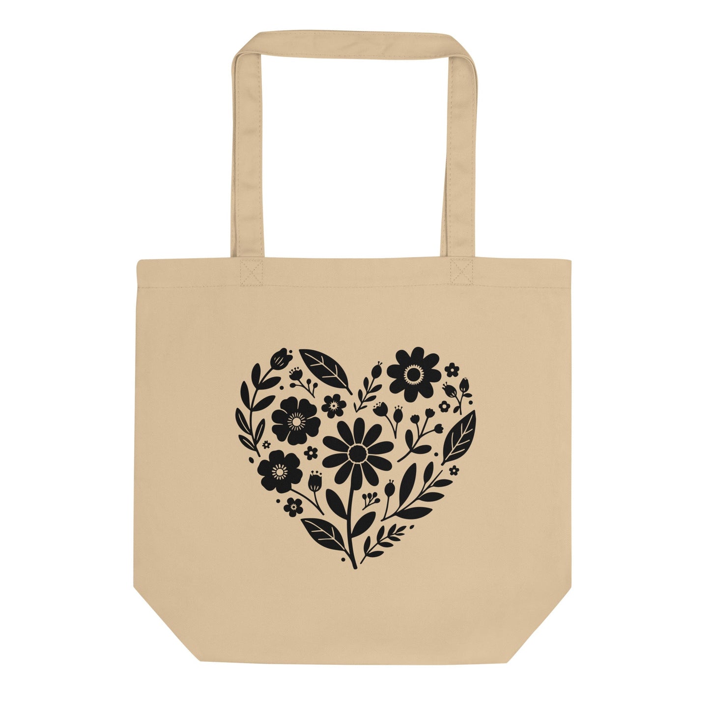 Eco Tote Bag with Floral Heart Design - f9artist