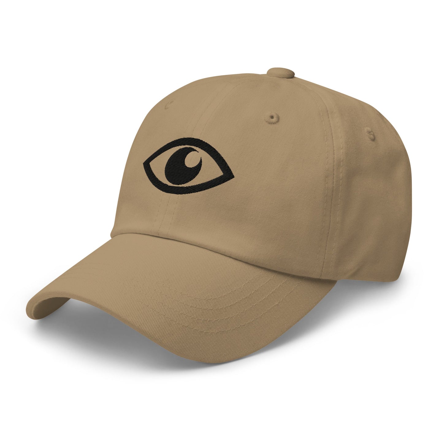 EYE Embroidered Classic Dad Hat with bold eye design on black cotton cap