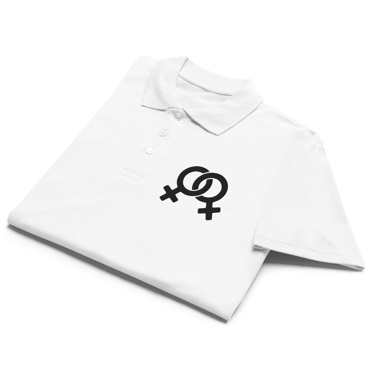 Feminist symbol embroidered premium pique polo shirt - f9artist