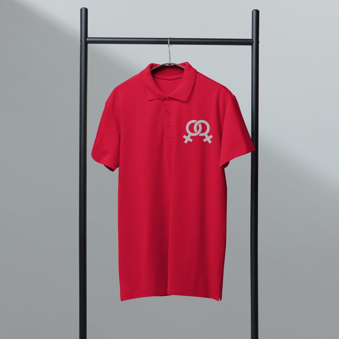 Feminist symbol embroidered premium pique polo shirt - f9artist