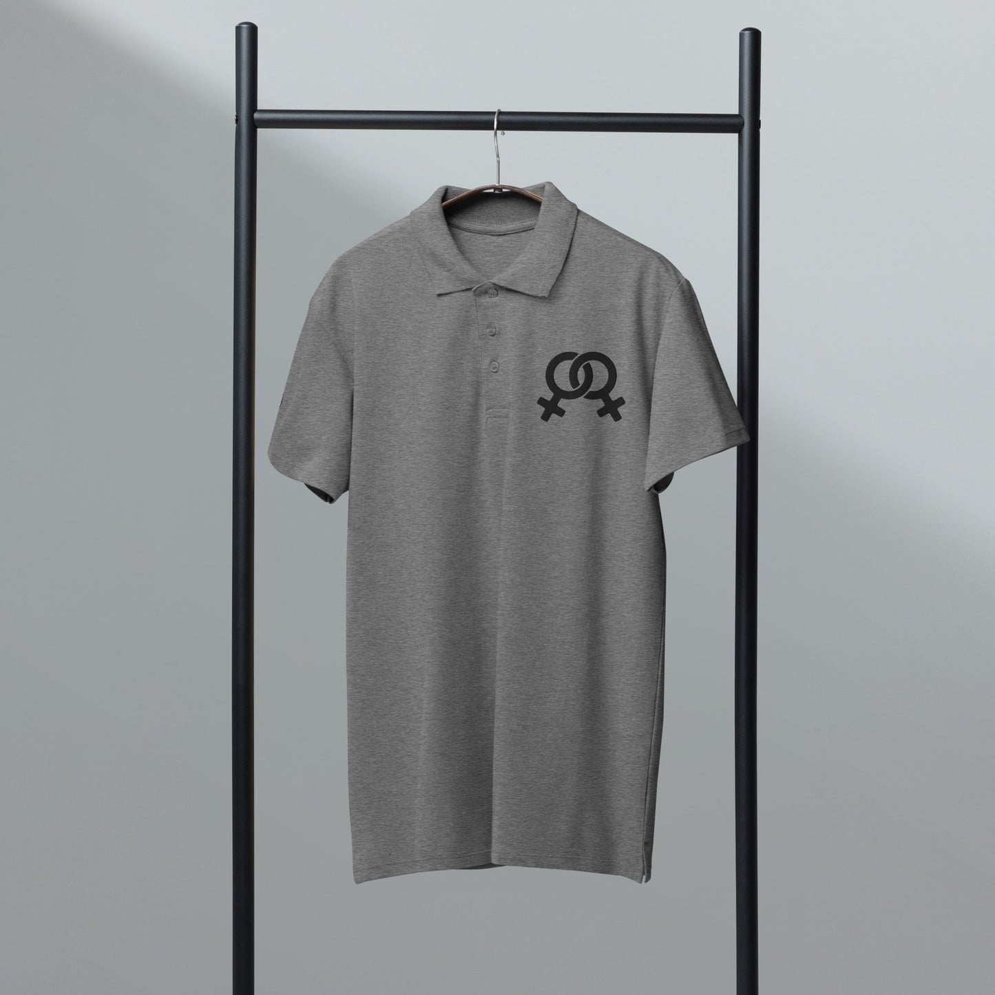 Feminist symbol embroidered premium pique polo shirt - f9artist