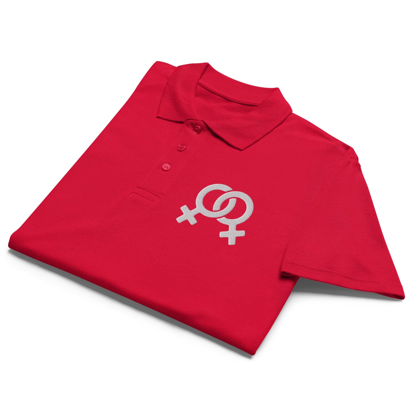 Feminist symbol embroidered premium pique polo shirt - f9artist