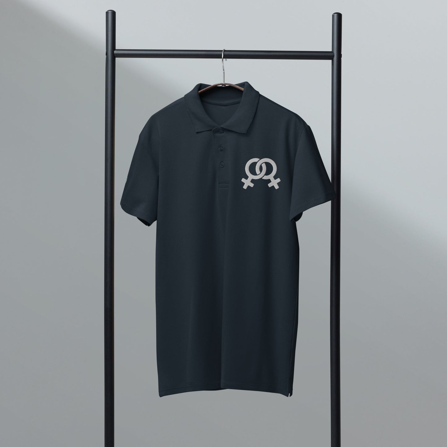 Feminist symbol embroidered premium pique polo shirt - f9artist