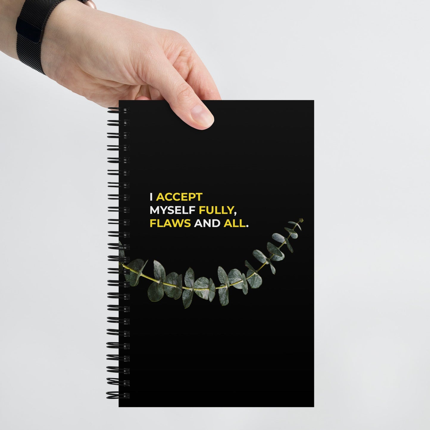 I Accept Myself Fully Flaws And All | Affirmation Cover Spiral Notebook - f9artist