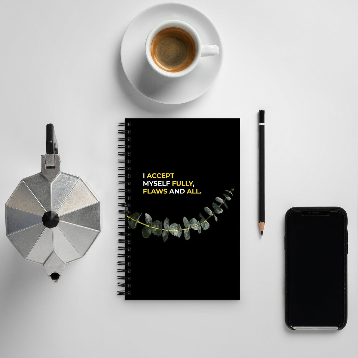 I Accept Myself Fully Flaws And All | Affirmation Cover Spiral Notebook - f9artist