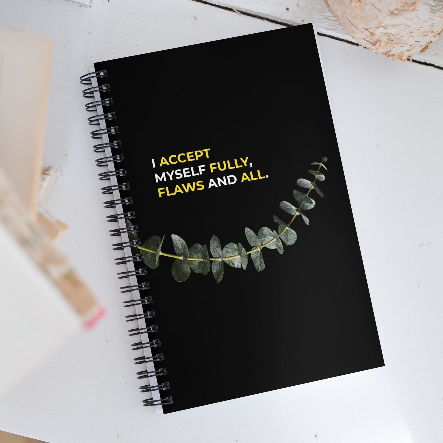 I Accept Myself Fully Flaws And All | Affirmation Cover Spiral Notebook - f9artist