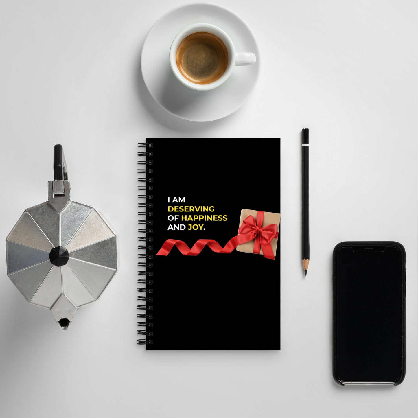 I Am Deserving Of Happiness And Joy | Affirmation Cover Spiral Notebook - f9artist