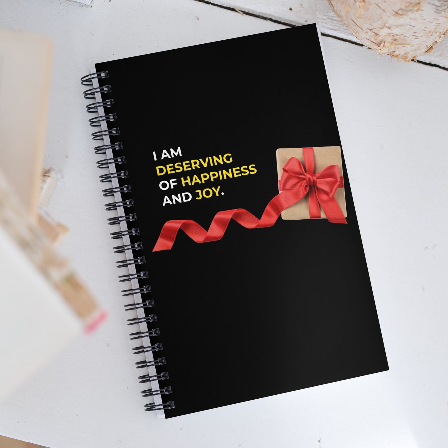 I Am Deserving Of Happiness And Joy | Affirmation Cover Spiral Notebook - f9artist