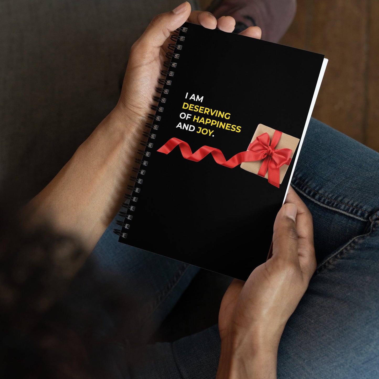 I Am Deserving Of Happiness And Joy | Affirmation Cover Spiral Notebook - f9artist