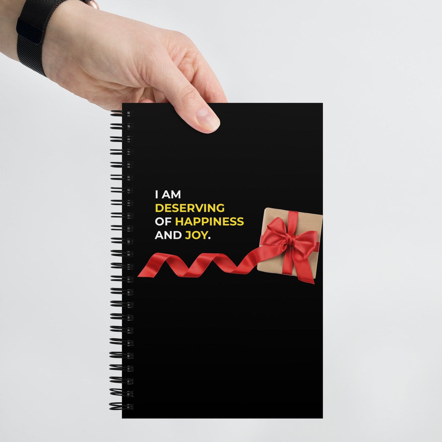 I Am Deserving Of Happiness And Joy | Affirmation Cover Spiral Notebook - f9artist
