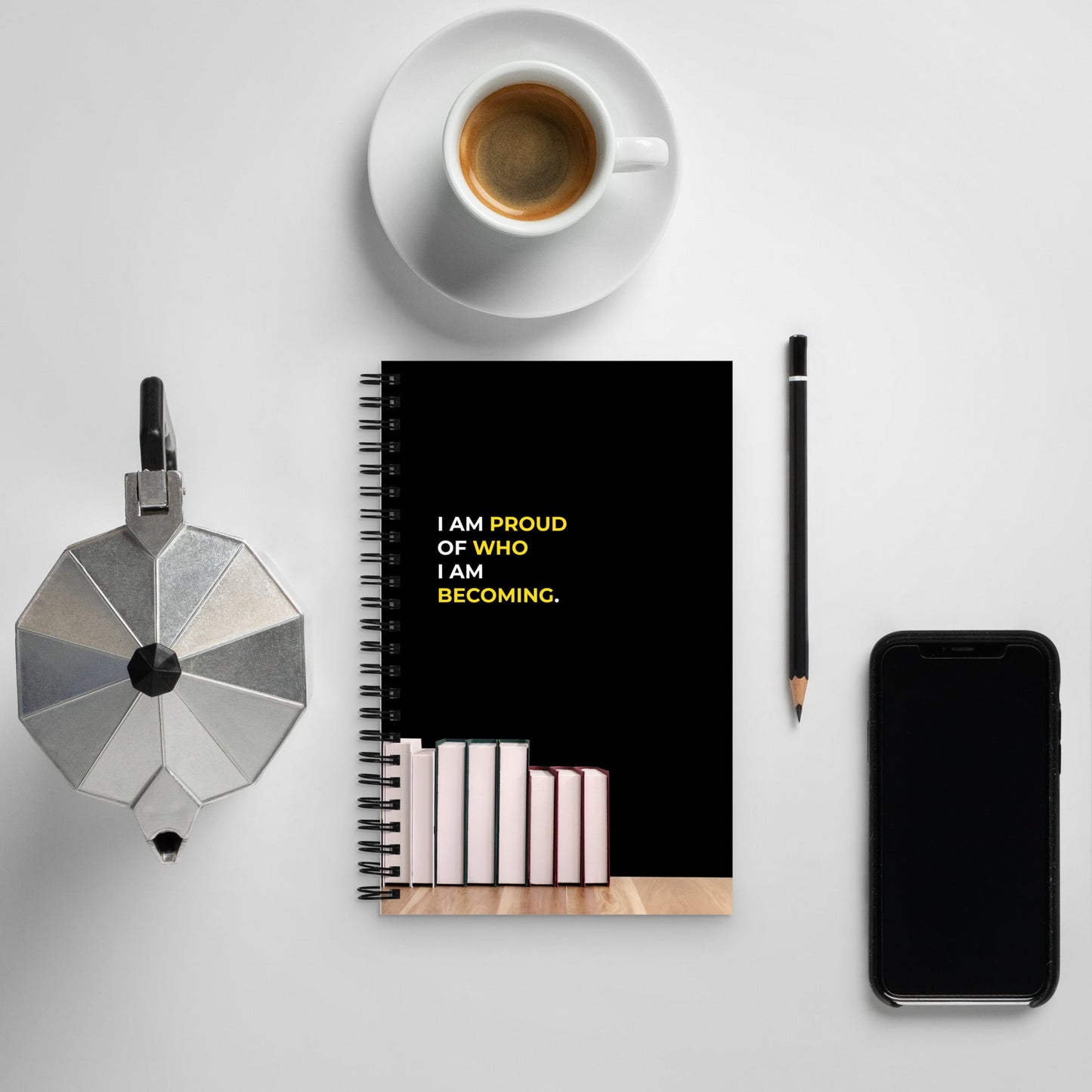 I Am proud Of Who I Am Becoming | Affirmation Cover Spiral Notebook - f9artist