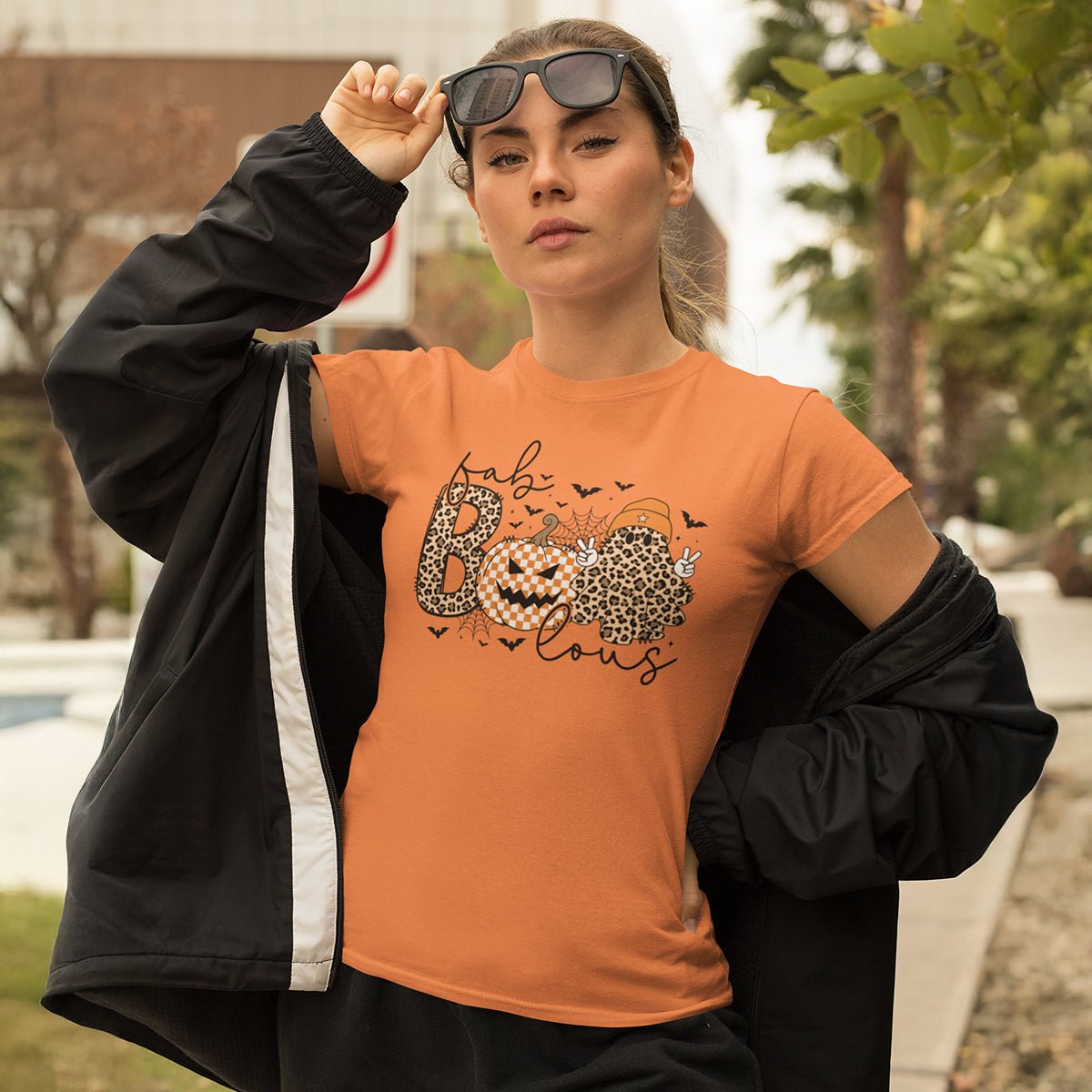 Leopard Print BOO Halloween T-Shirt | Retro Ghost Pumpkin Tee | Fall Spooky Season Shirt | Cute Leopard Halloween Shirt