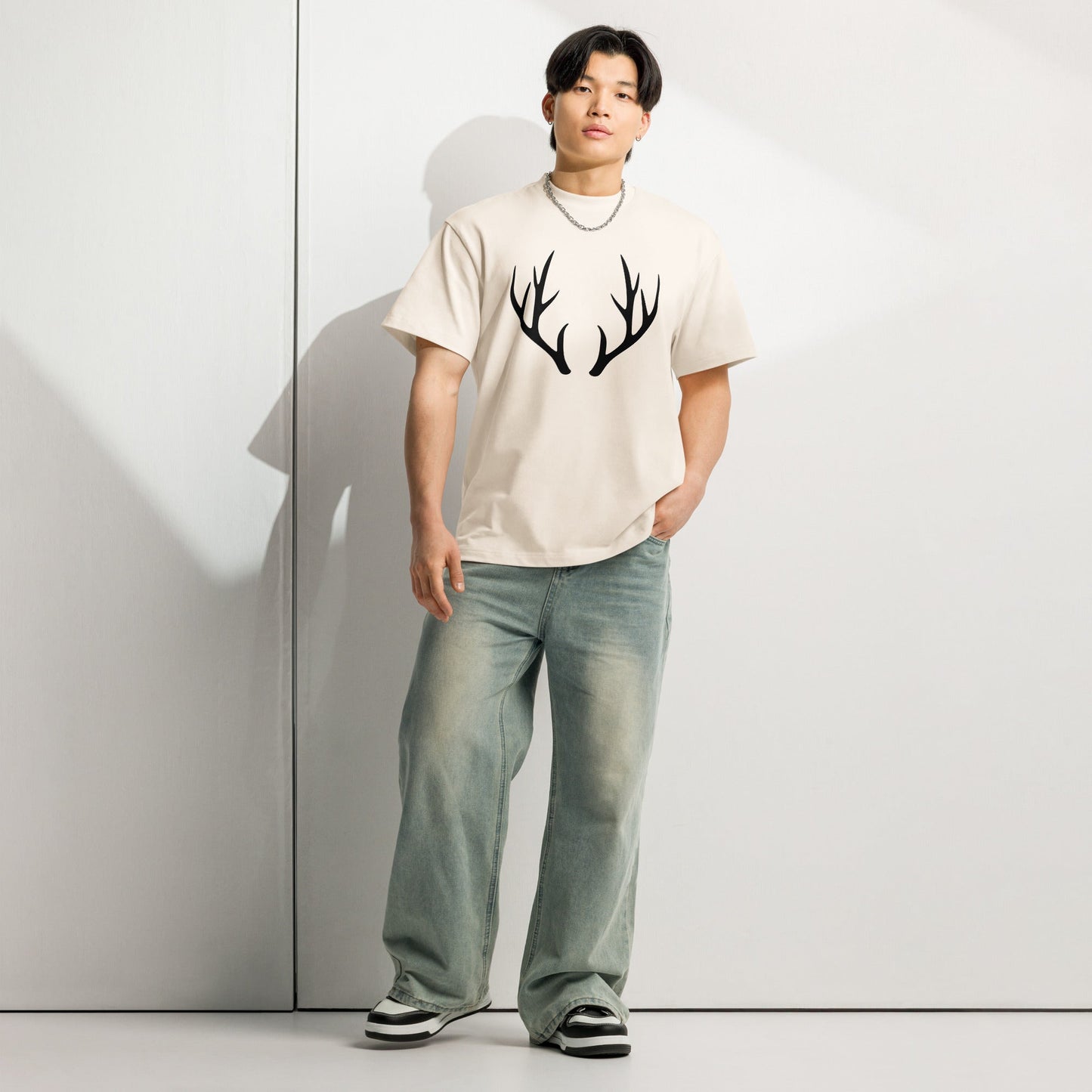 Men's Box Tee – Deer Antler Graphic Streetwear Tee - f9artist