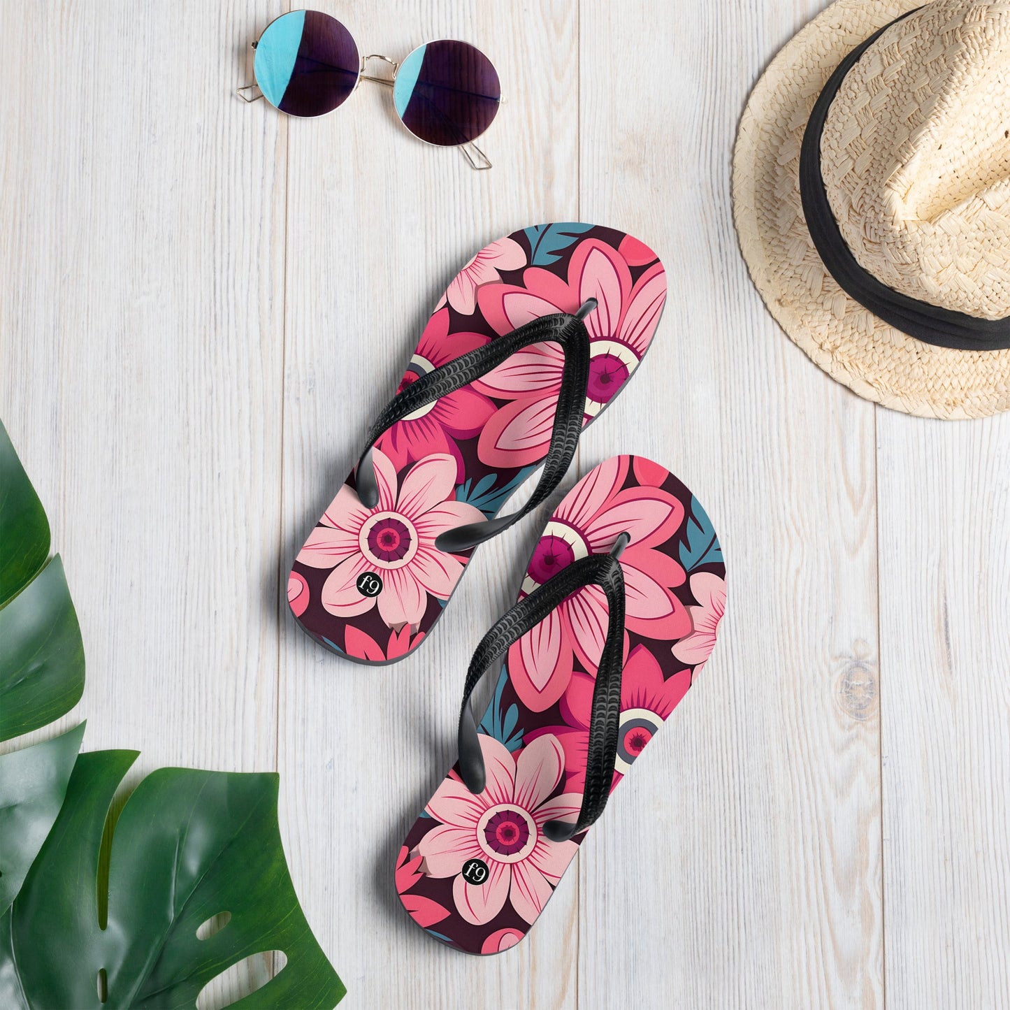Petal Muse Series colorful floral Sublimation Flip Flop from f9artist – durable, lightweight summer sandals