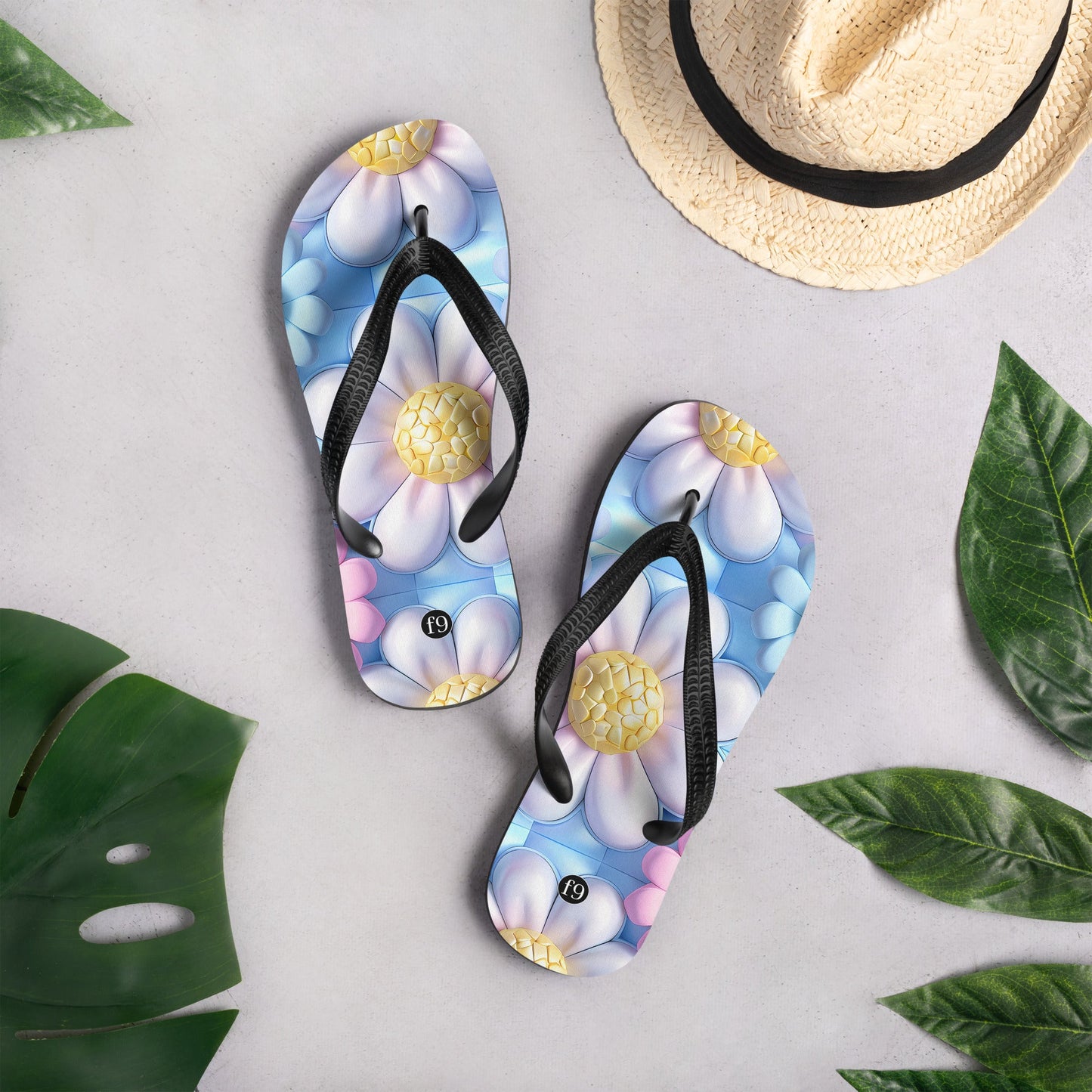Petal Muse Series colorful floral Sublimation Flip Flop from f9artist – durable, lightweight summer sandals