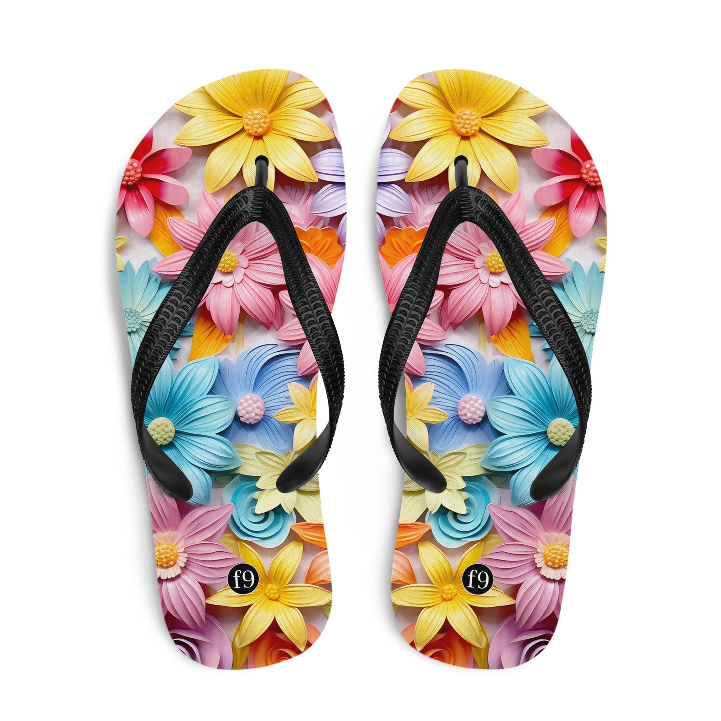 Petal Muse Series colorful floral Sublimation Flip Flop from f9artist – durable, lightweight summer sandals
