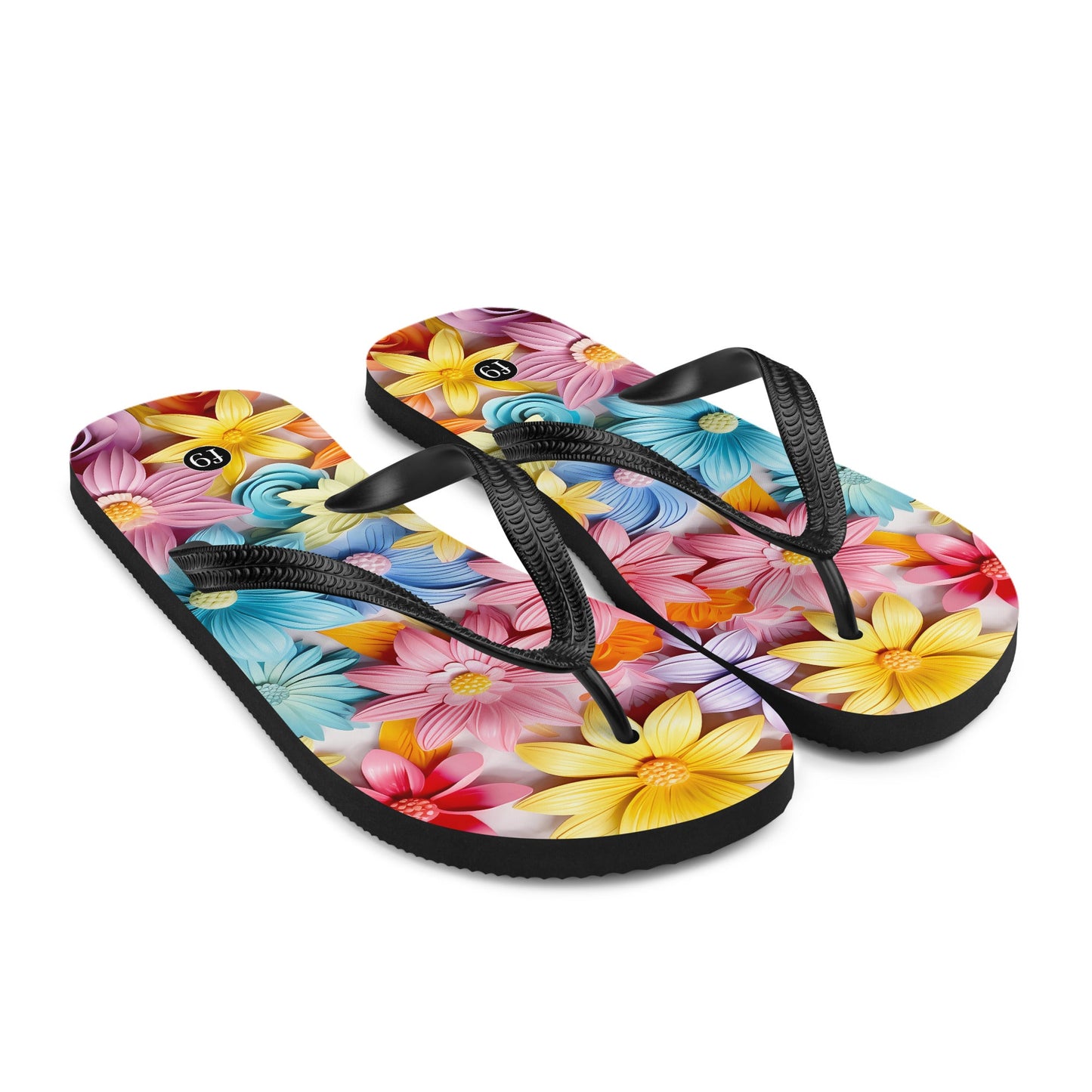 Petal Muse Series colorful floral Sublimation Flip Flop from f9artist – durable, lightweight summer sandals