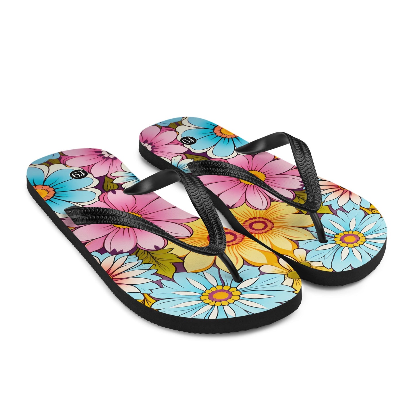 Petal Muse Series colorful floral Sublimation Flip Flop from f9artist – durable, lightweight summer sandals