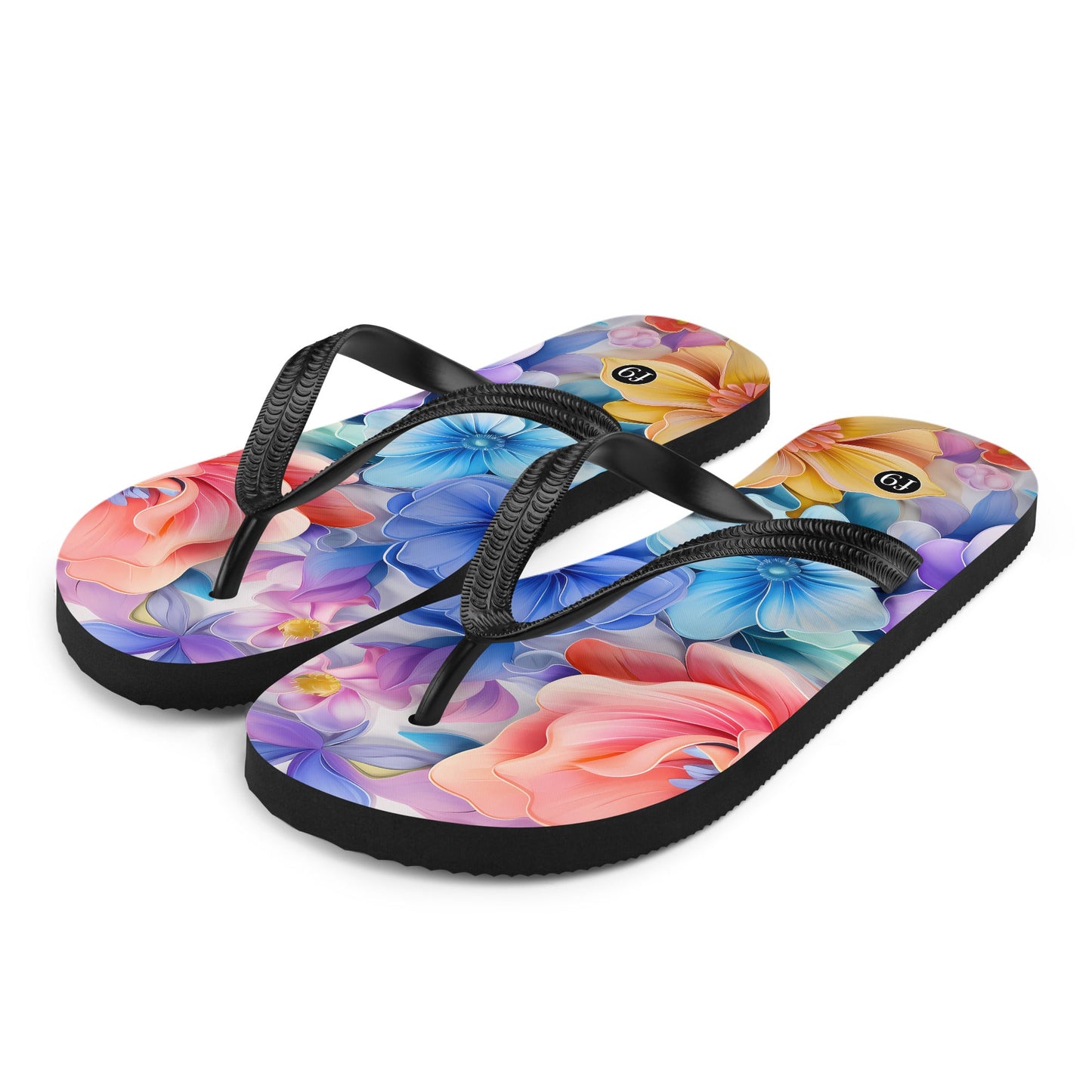 Petal Muse Series colorful floral Sublimation Flip Flop from f9artist – durable, lightweight summer sandals