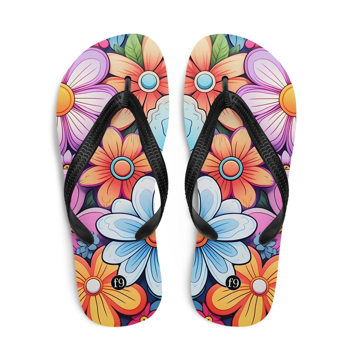 Petal Muse Series colorful floral Sublimation Flip Flop from f9artist – durable, lightweight summer sandals