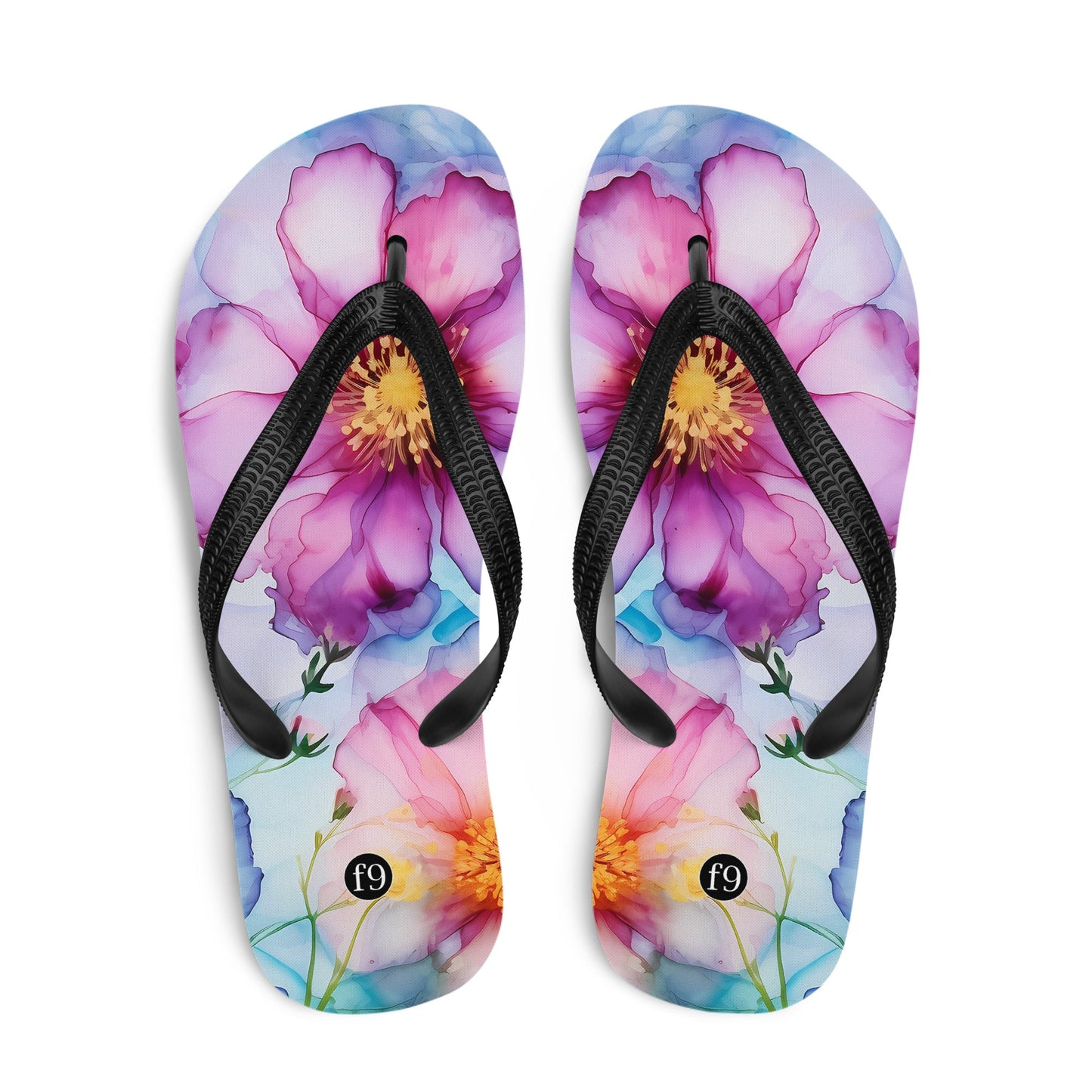 Petal Muse Series colorful floral Sublimation Flip Flop from f9artist – durable, lightweight summer sandals