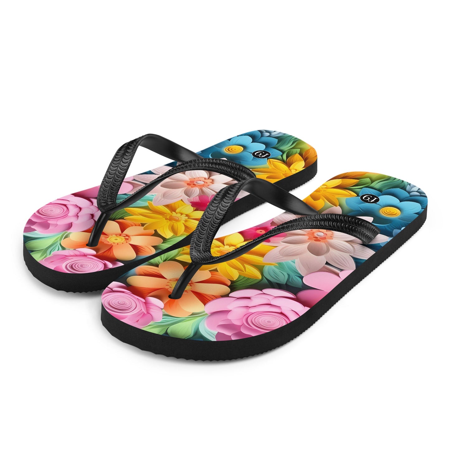 Petal Muse Series colorful floral Sublimation Flip Flop from f9artist – durable, lightweight summer sandals