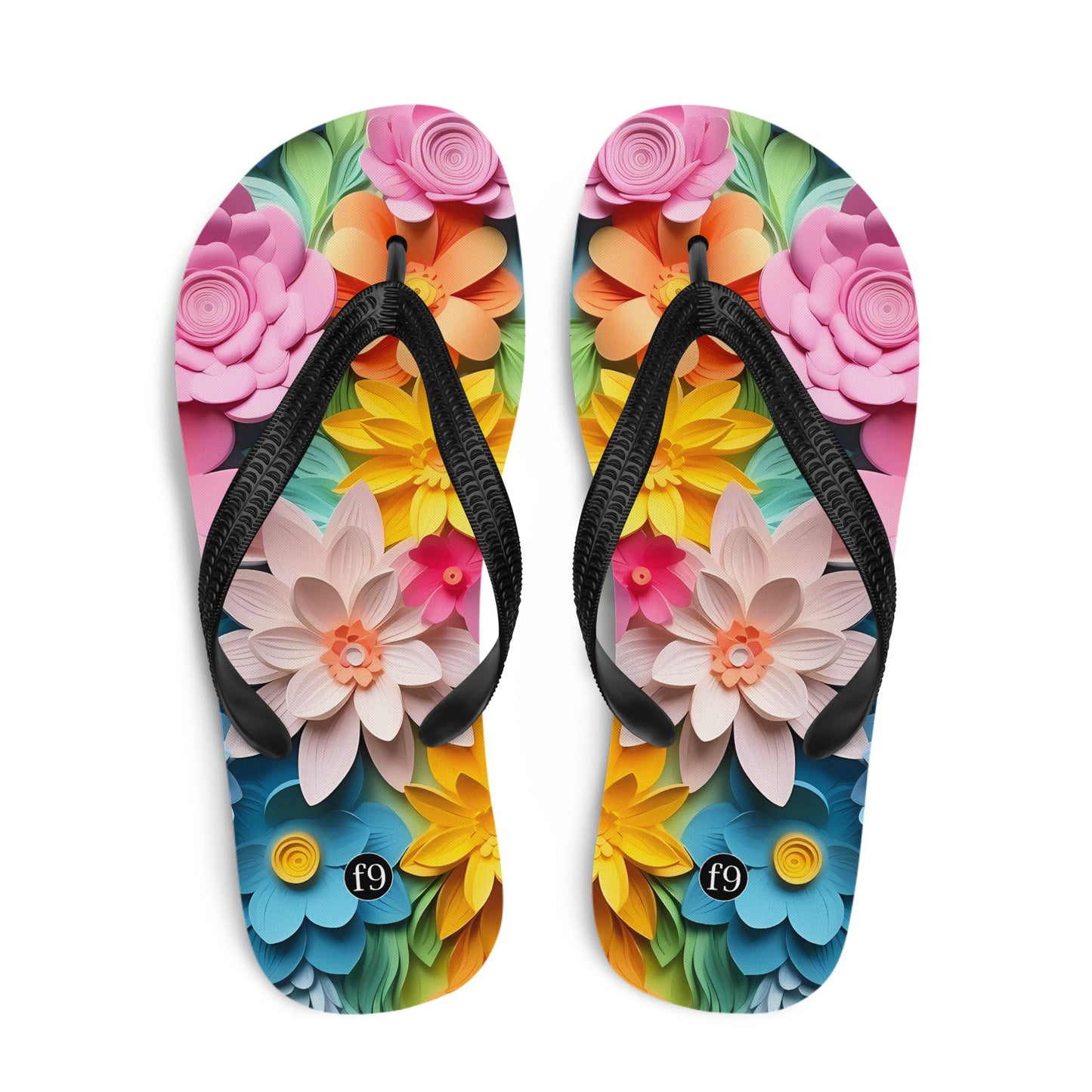 Petal Muse Series colorful floral Sublimation Flip Flop from f9artist – durable, lightweight summer sandals