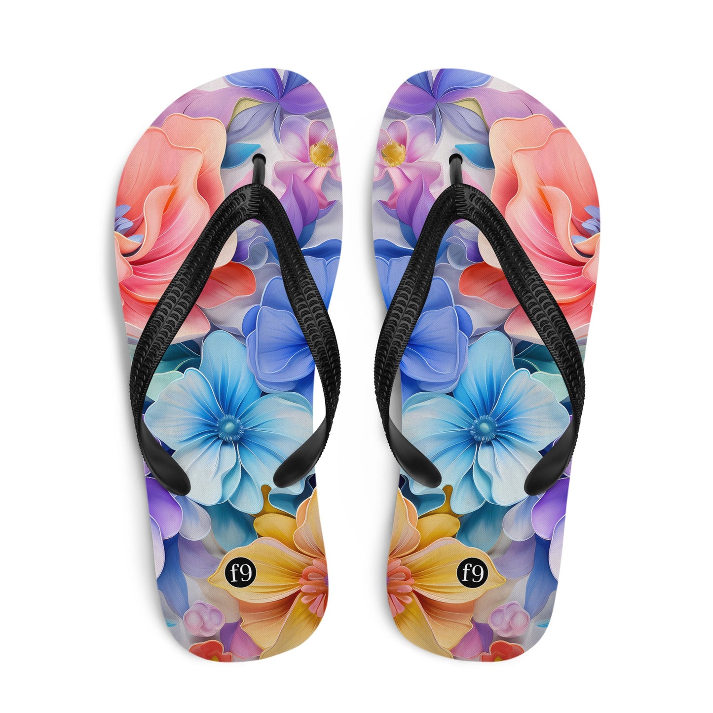 Petal Muse Series colorful floral Sublimation Flip Flop from f9artist – durable, lightweight summer sandals