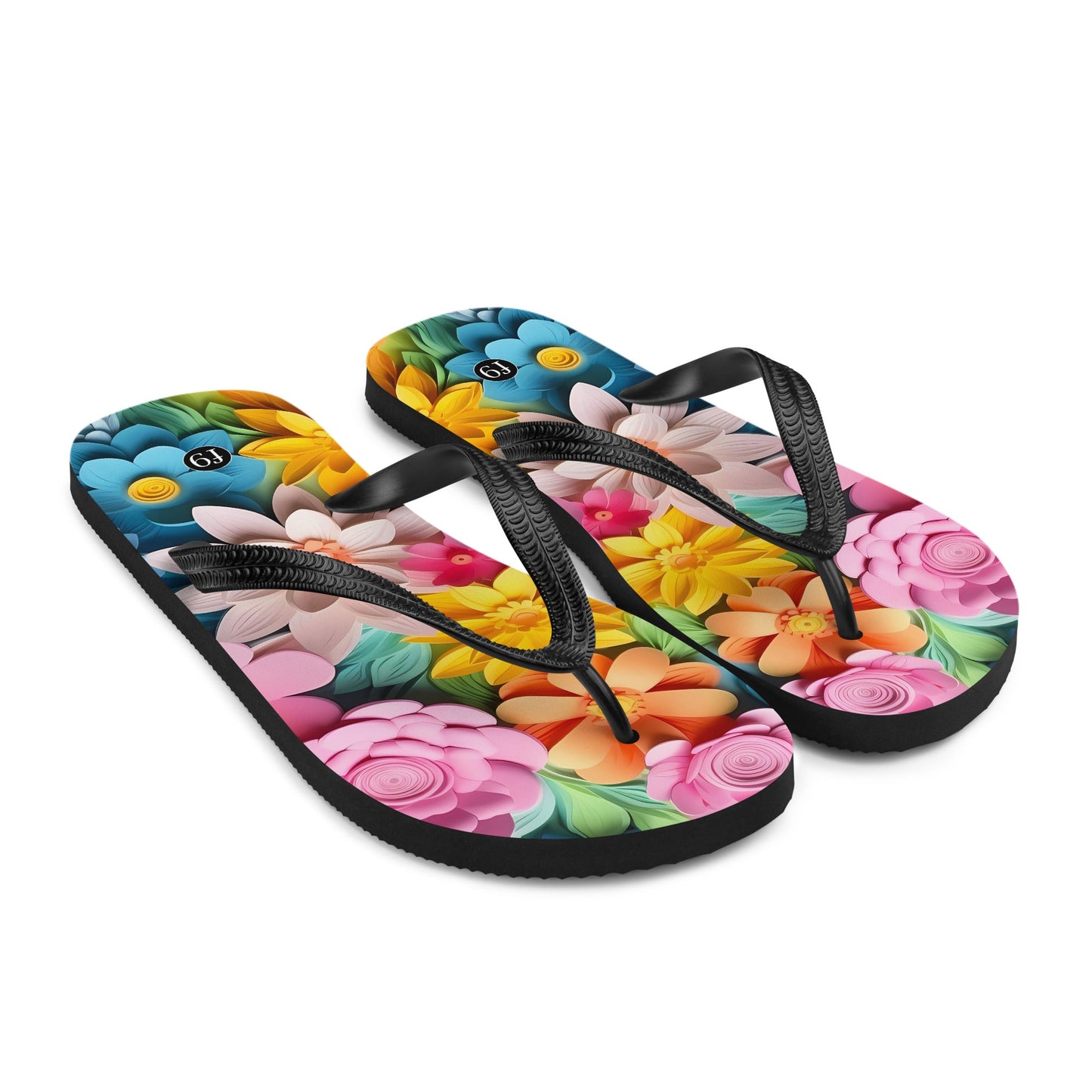 Petal Muse Series colorful floral Sublimation Flip Flop from f9artist – durable, lightweight summer sandals
