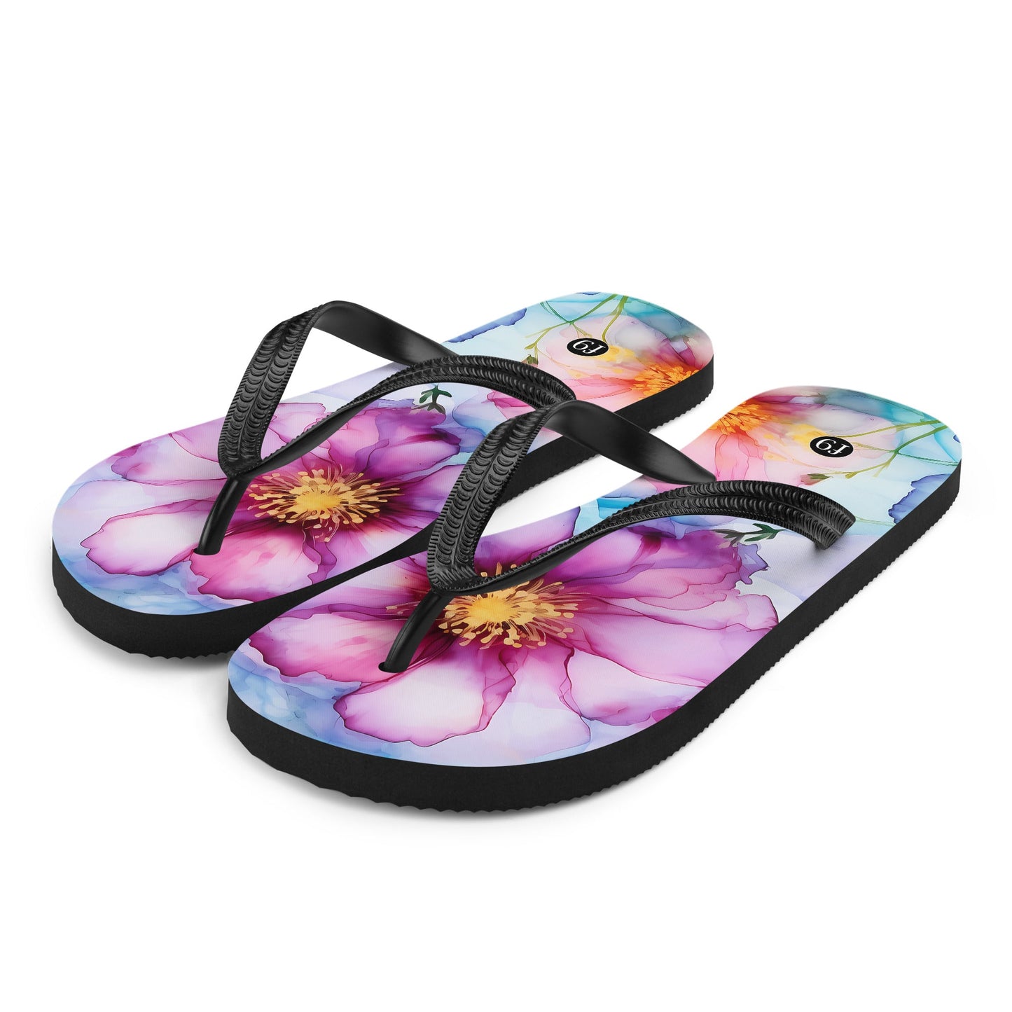 Petal Muse Series colorful floral Sublimation Flip Flop from f9artist – durable, lightweight summer sandals
