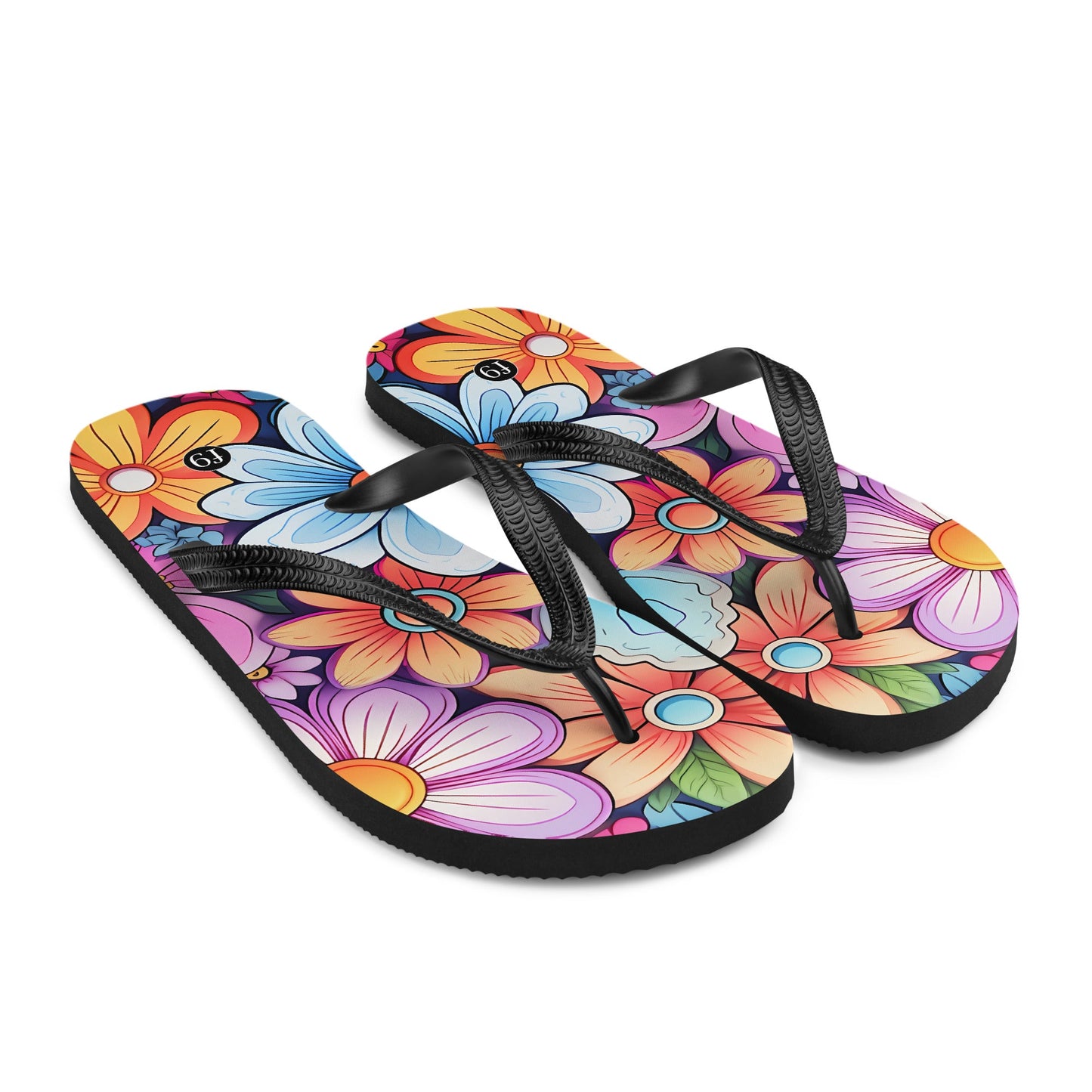 Petal Muse Series colorful floral Sublimation Flip Flop from f9artist – durable, lightweight summer sandals