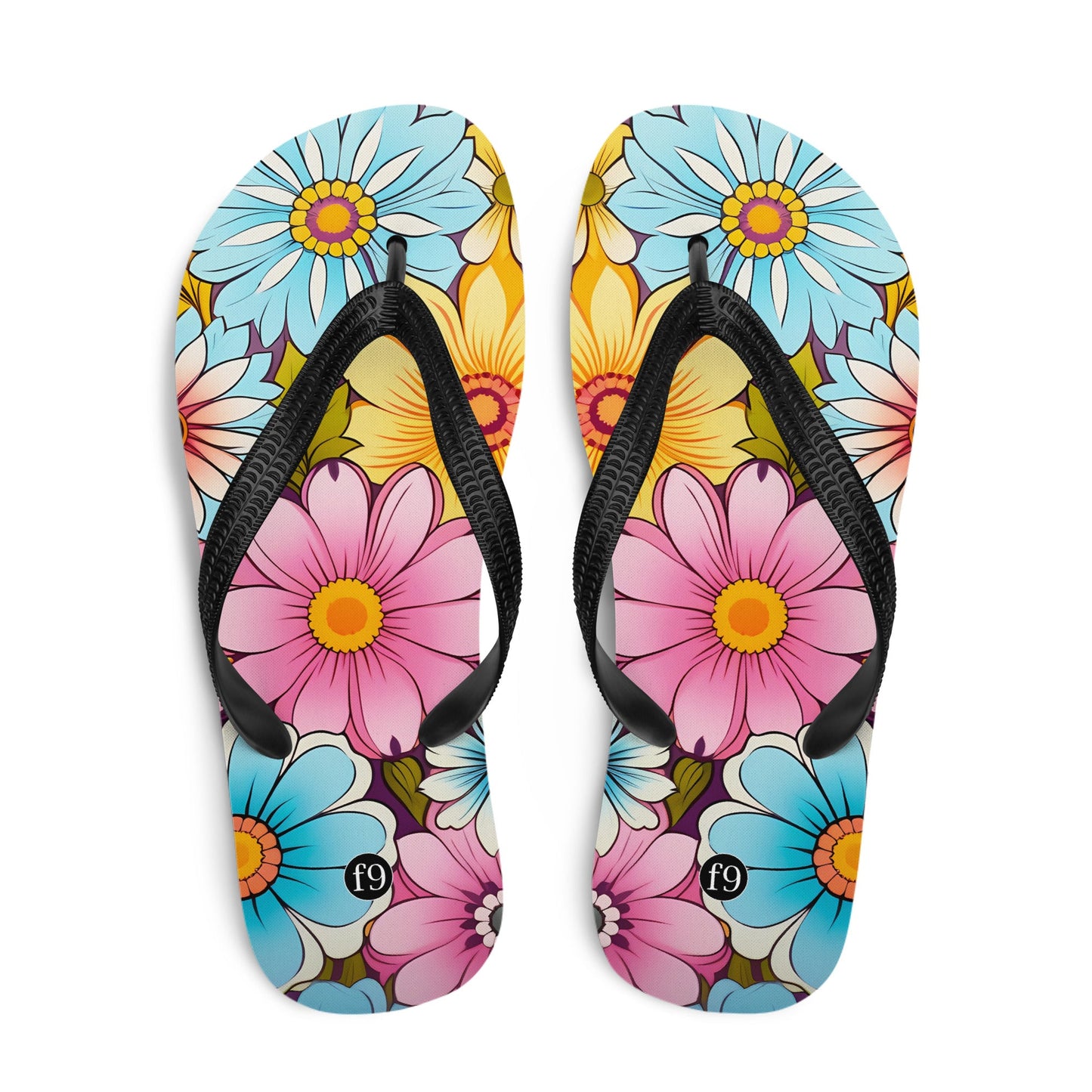 Petal Muse Series colorful floral Sublimation Flip Flop from f9artist – durable, lightweight summer sandals