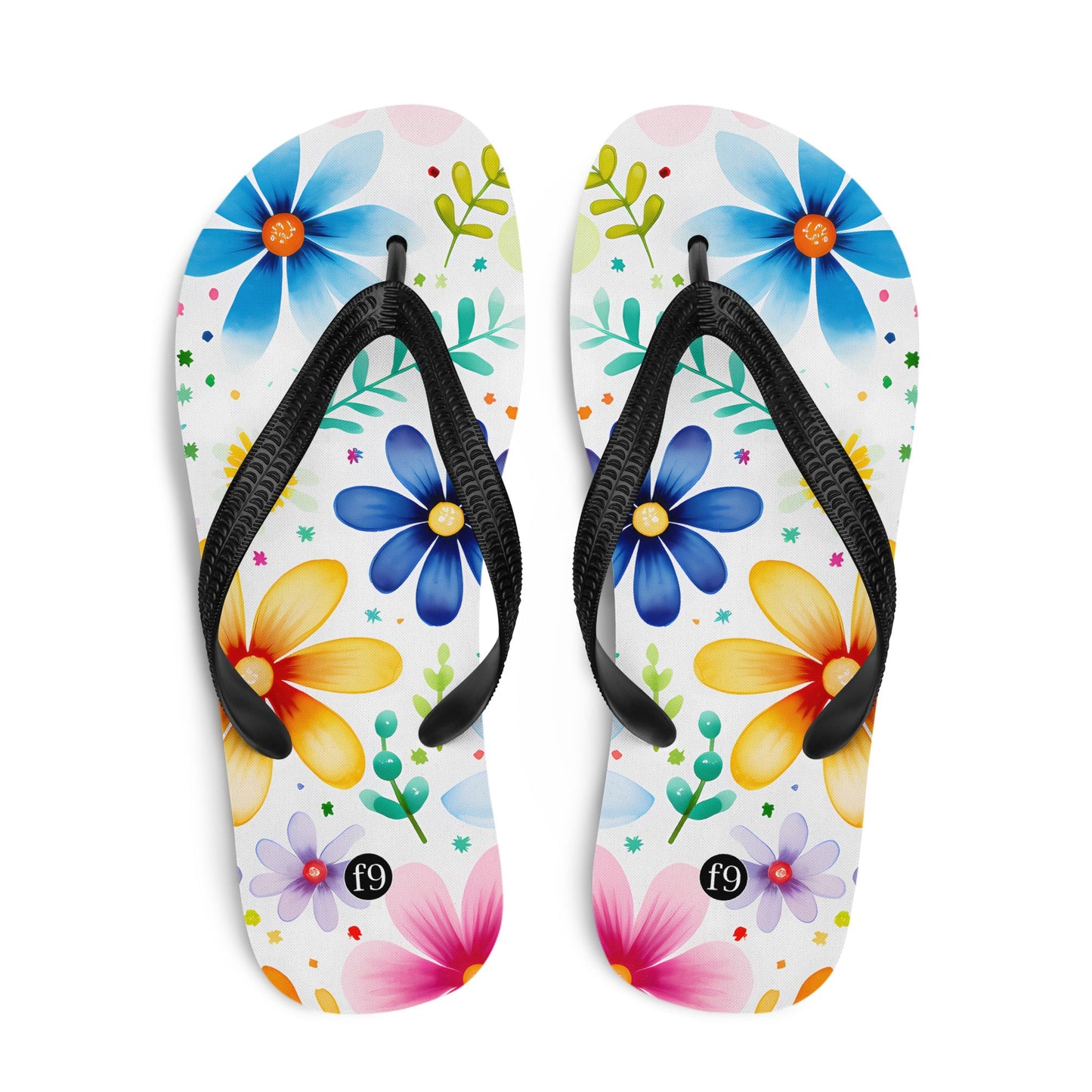 Petal Muse Series colorful floral Sublimation Flip Flop from f9artist – durable, lightweight summer sandals
