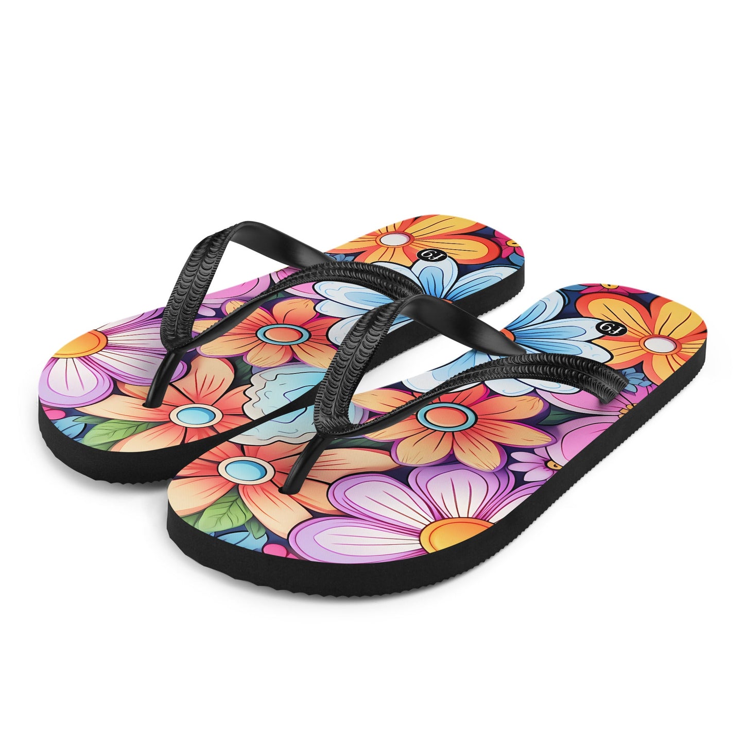 Petal Muse Series colorful floral Sublimation Flip Flop from f9artist – durable, lightweight summer sandals