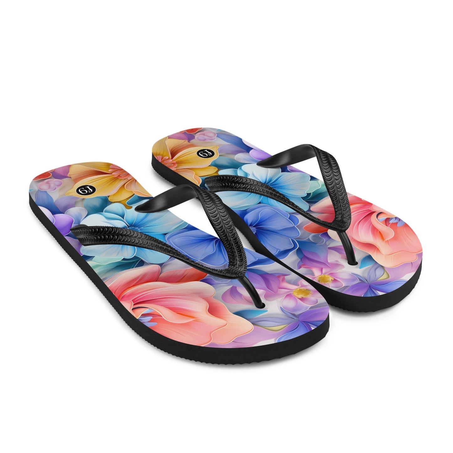 Petal Muse Series colorful floral Sublimation Flip Flop from f9artist – durable, lightweight summer sandals
