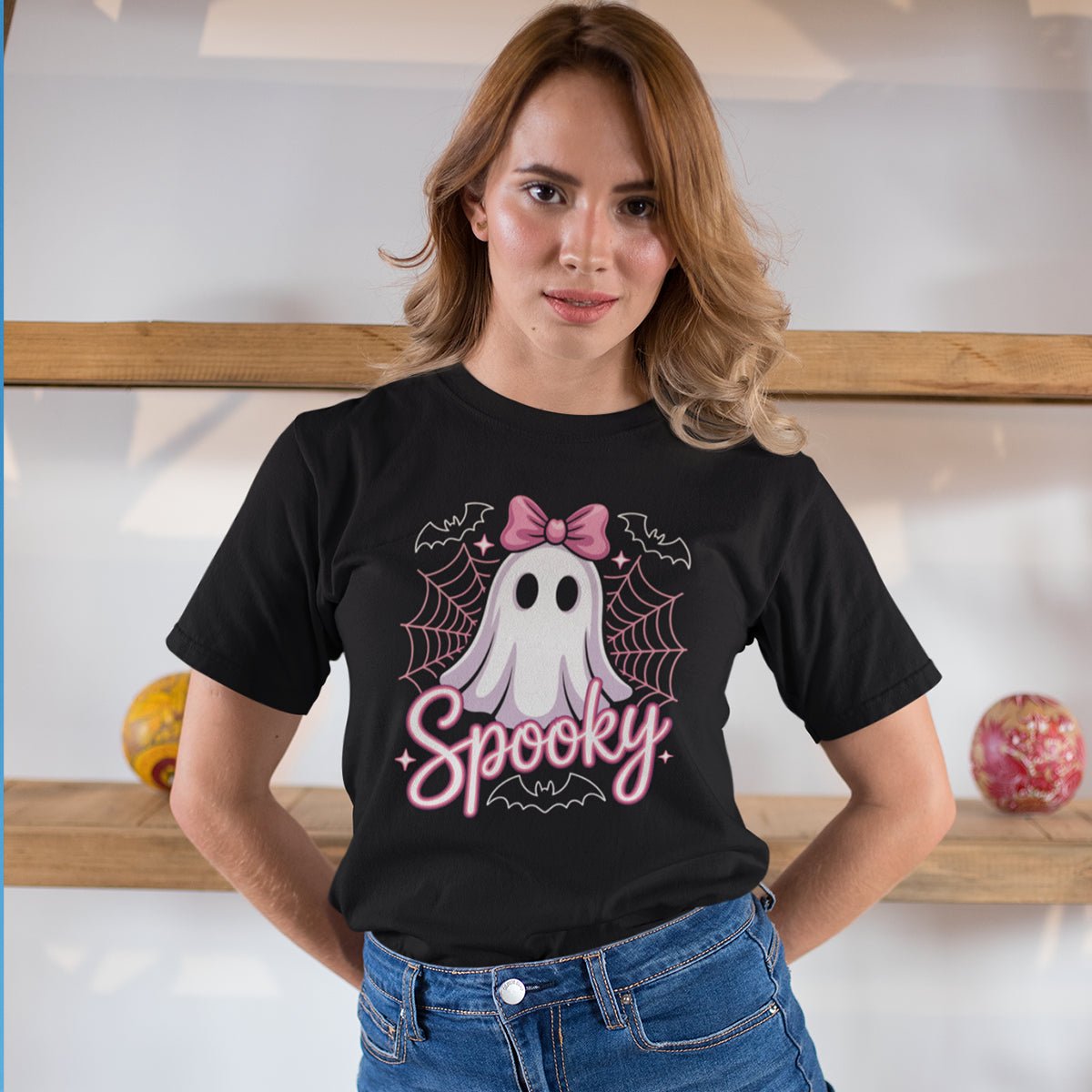 Spooky Ghost Shirt with Bow | Cute Halloween Tee - f9artist